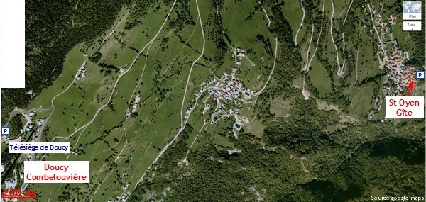 situation du gite en montagne à Saint Oyen