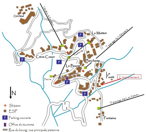 situation de l'appartement à louer à Valmorel La Cachette